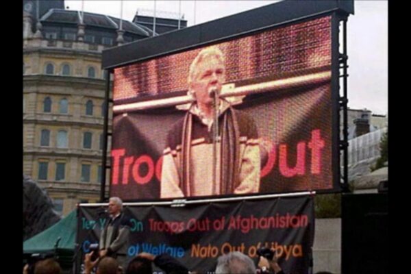 Julian Assange at Anti-war protest 2011