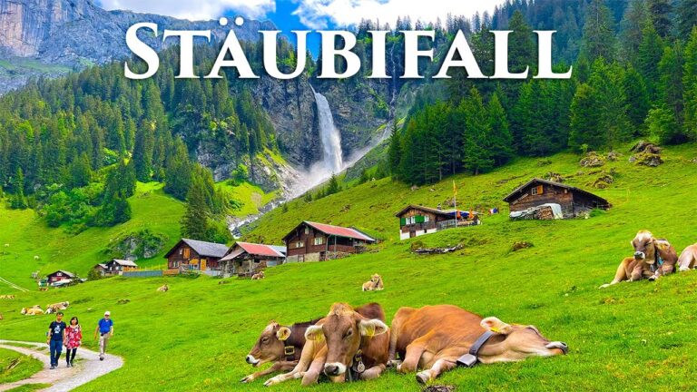 Stäubifall, Switzerland 4K – The Most Amazing Waterfall on The Earth – Relaxing Nature Sounds